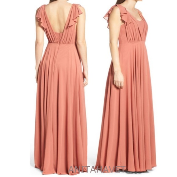 LULUS Flutter Sleeve Chiffon Gown Style IDA71272 - Picture 2 of 5